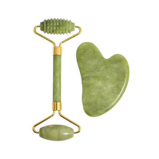 2Pcs Jade Massagers for Face Body Gua Sha Scraper Beauty Facial Roller Set Natural Gouache Stone Massage Slimming Skin Care Lift