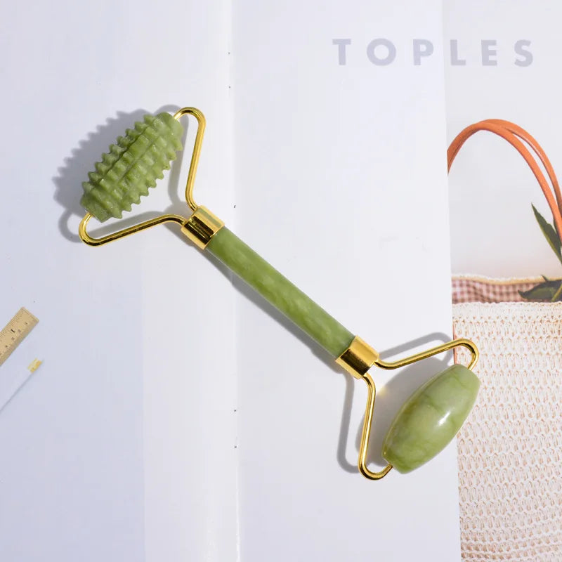 2Pcs Jade Massagers for Face Body Gua Sha Scraper Beauty Facial Roller Set Natural Gouache Stone Massage Slimming Skin Care Lift
